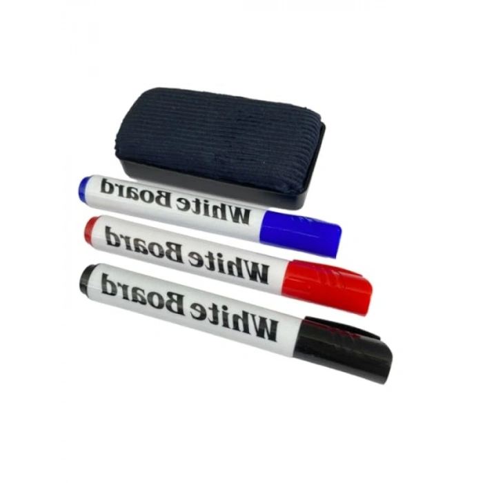 Beyaz Tahta Kalemi ve Silgi Seti - 3 Renk