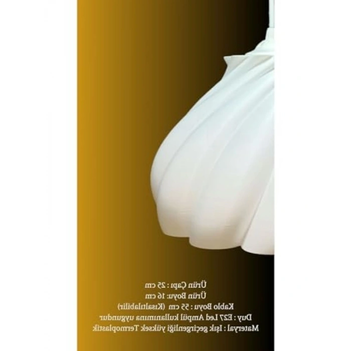 Beyaz Tekli Sarkıt Avize - 25x70 cm