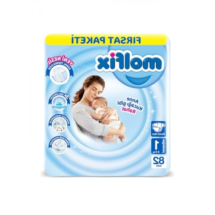 Beyaz Yenidoğan Bebek Bezi Paketi 82 Adet, 1 Beden