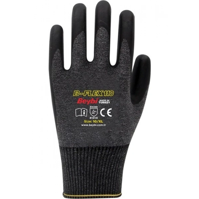 Beybi BFLEX110 Likralı Köpük Nitril Kaplı Eldiven 10/xl