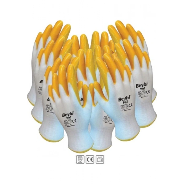 Beybi Nitril Işçi Eldiveni Sarı Pn7 No-10 Xl 6lı (6 Çift)
