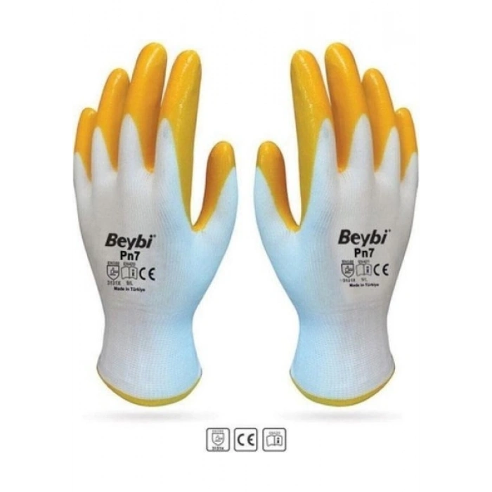Beybi Nitril Işçi Eldiveni Sarı Pn7 No-10 Xl 6lı (6 Çift)