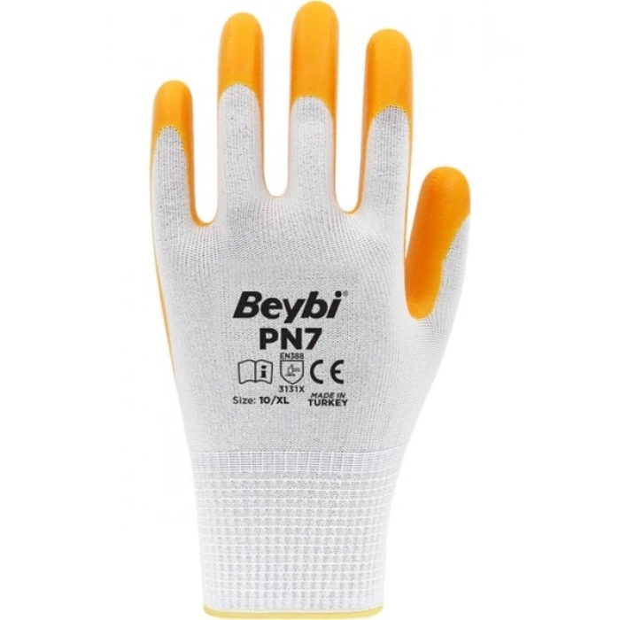 Beybi Pn7 Polyester Örme Nitril Eldiven-No:10-12li Paket
