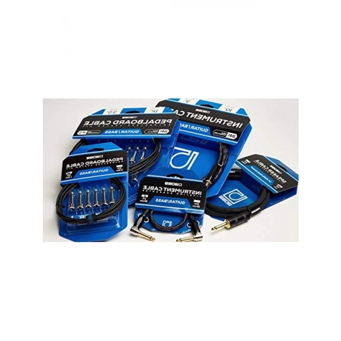 BIC-1AA Studio Grade Instrument Cable, Patch/pedal kablosu, sağ açılı 1/4 inç konnektörler, 1 ft/30 cm uzunluk