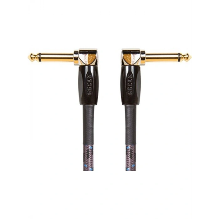 BIC-1AA Studio Grade Instrument Cable, Patch/pedal kablosu, sağ açılı 1/4 inç konnektörler, 1 ft/30 cm uzunluk