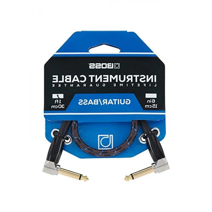 BIC-1AA Studio Grade Instrument Cable, Patch/pedal kablosu, sağ açılı 1/4 inç konnektörler, 1 ft/30 cm uzunluk