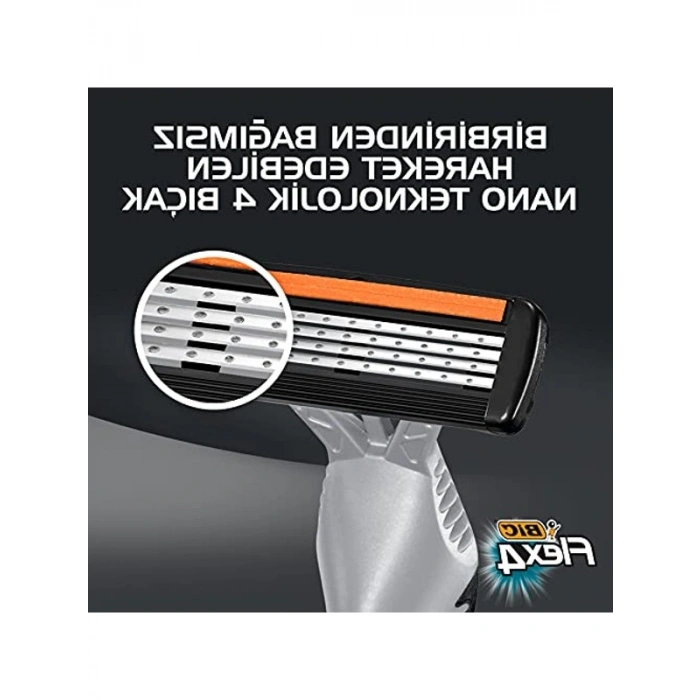 BIC Flex 4 Erkek Tıraş Bıçağı 3lü Blister (4 Bıçak), Birbirinden Bağımsız Hareket Edebilen 4 Bıçak, Oynar Başlık, Aloe Vera ile Zenginleştirilmiş Kayganlaştırıcı Jel Şerit