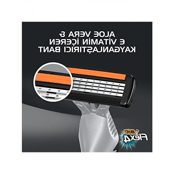 BIC Flex 4 Erkek Tıraş Bıçağı 3lü Blister (4 Bıçak), Birbirinden Bağımsız Hareket Edebilen 4 Bıçak, Oynar Başlık, Aloe Vera ile Zenginleştirilmiş Kayganlaştırıcı Jel Şerit