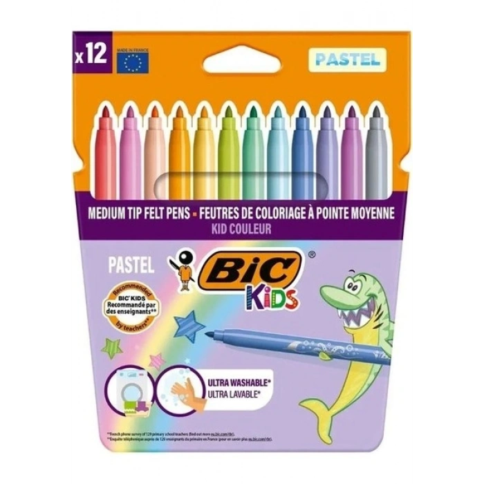 Bic Kıds Colour Keçeli Boya Kalemi Pastel Renkler 12 Li