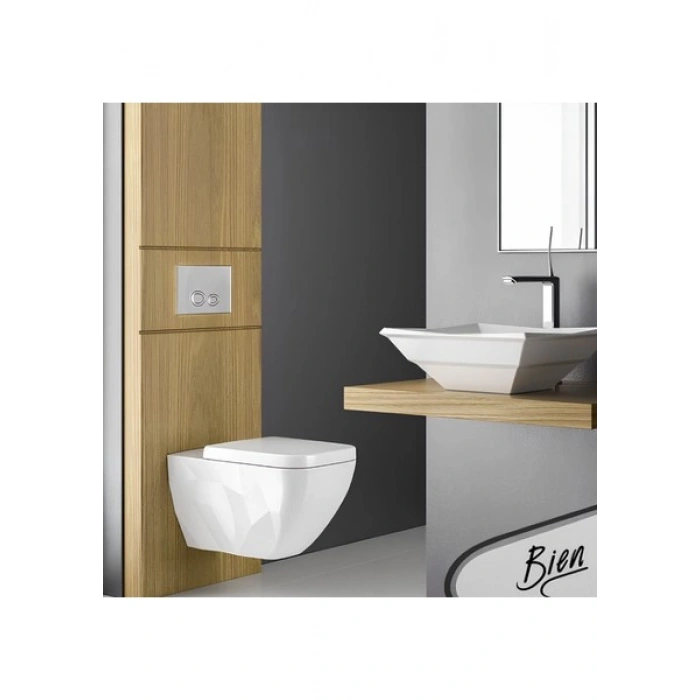 Bien Kristal Kare Beyaz Deliksiz Lavabo 41 Cm