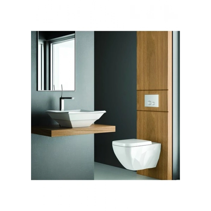 Bien Kristal Kare Beyaz Deliksiz Lavabo 41 Cm