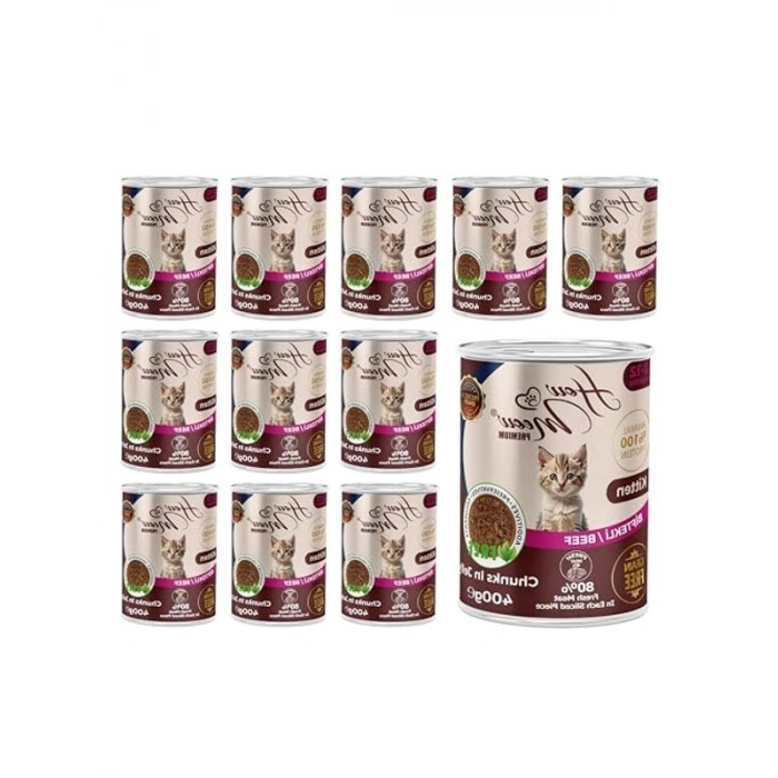 Biftekli ve jöleli yavru kedi konservesi, 400 g x 12 adet