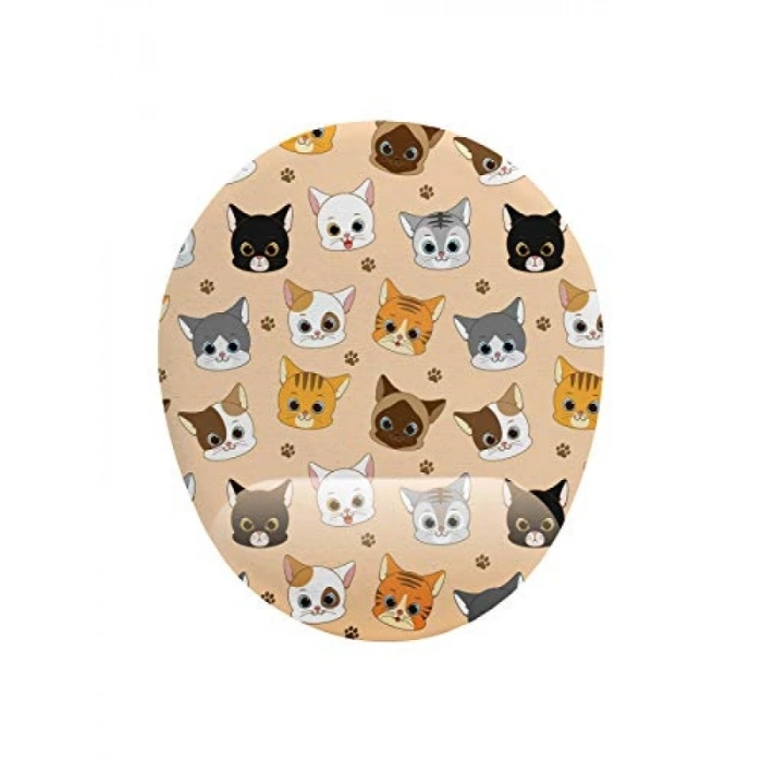 Bilek Destekli Kedi Desenli Mouse Pad