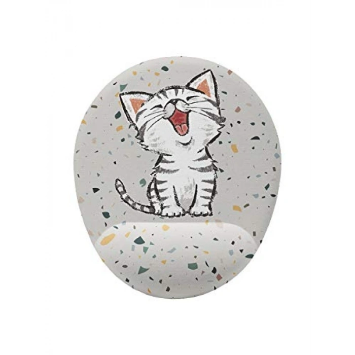 Bilek Destekli Minik Kedi Temalı Mouse Pad, 30x20 cm
