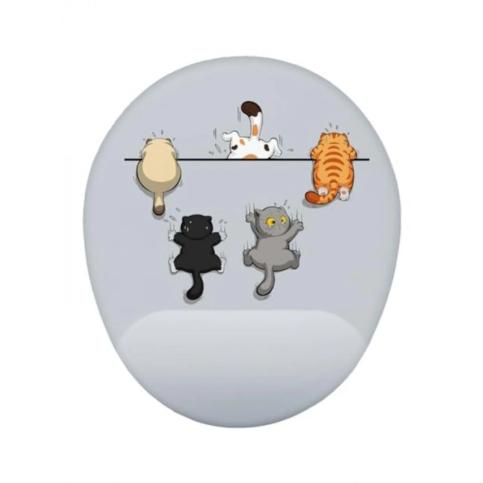 Bilek Destekli Mouse Pad - Yaramaz Kediler Temalı