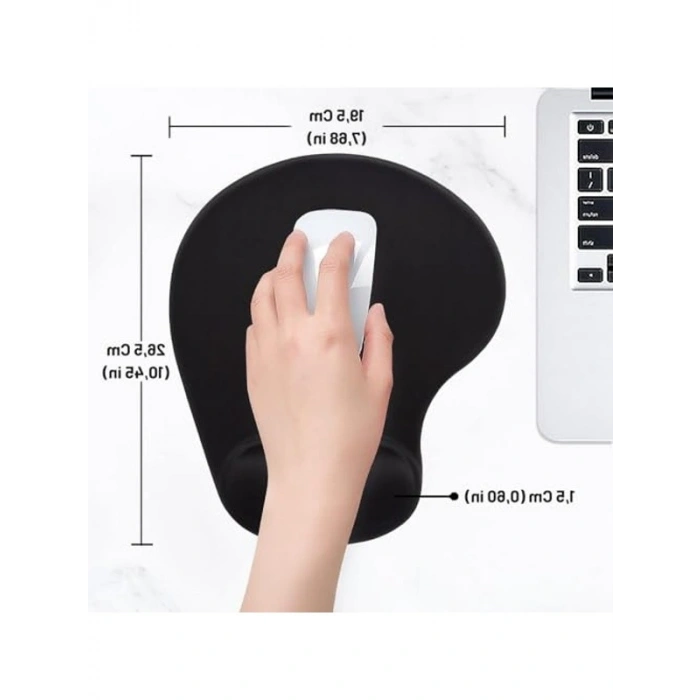 Bilek Destekli Rahat Siyah Ergonomik Mouse Pad