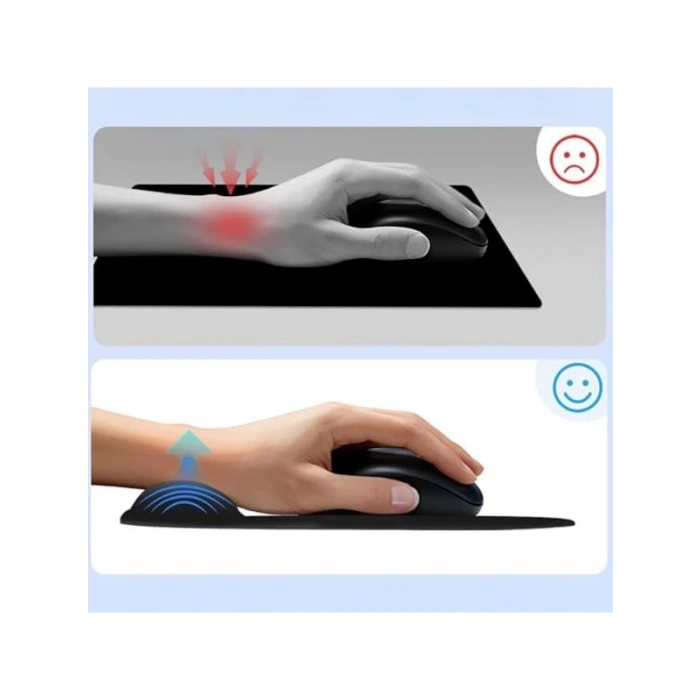 Bilek Destekli Rahat Siyah Ergonomik Mouse Pad