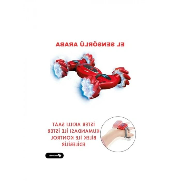 Bilekten Kontrol Edilen Kumandalı Drift Araba, Led Işıklı Kırmızı