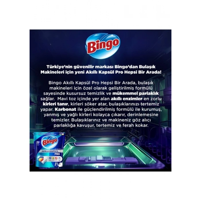 Bingo Akıllı Kapsül Pro Bulaşık Makinesi Deterjanı Tableti 36 Adet