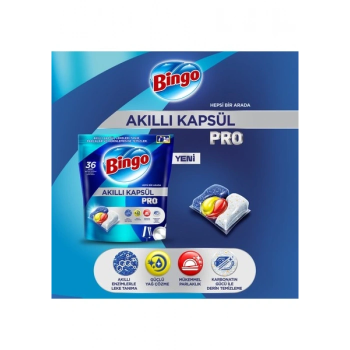 Bingo Akıllı Kapsül Pro Bulaşık Makinesi Deterjanı Tableti 50li