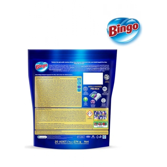 Bingo Akıllı Kapsül Pro Max Bulaşık Makinesi Deterjanı Tableti 20 Adet