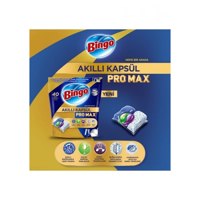 Bingo Akıllı Kapsül Pro Max Bulaşık Makinesi Deterjanı Tableti 20 Adet