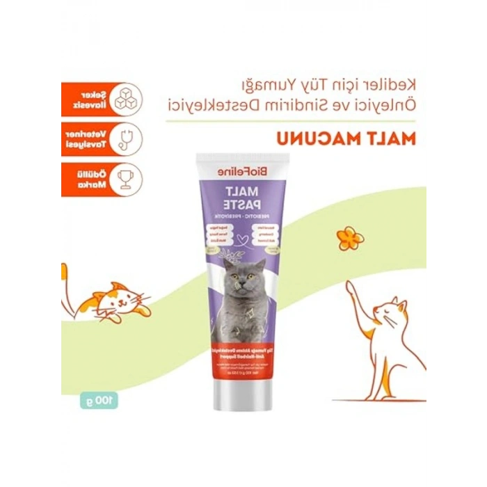 Tüy Yumağı Önleyici Malt Macunu, 100 Gr Kediler İçin