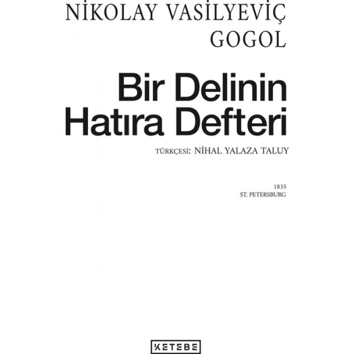 Bir Delinin Hatıra Defteri - Nikolay Vasilyeviç Gogol