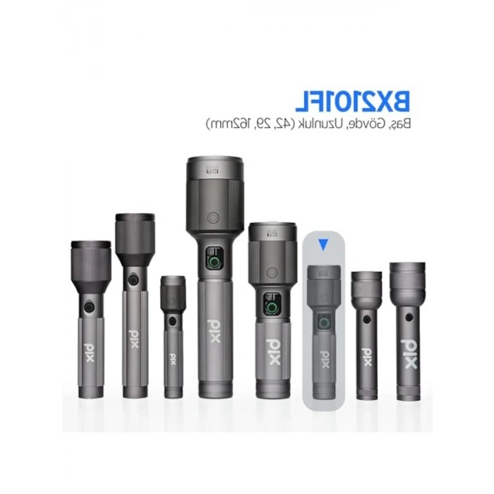 Bix Flashlight BX2101FL 30W LED, Max. 1450 Lümen Parlaklık ve 690 Metreye Ka Uzun Menzilli Şarj Edilebilir, LED Güç Göstergeli Çok Modlu Acil Durum ve Kamp Kompakt El Feneri