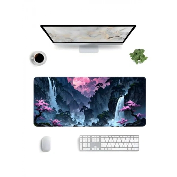 Black Deer XXL Gaming Mouse Pad, 70x30 cm, Dikişli Kenar