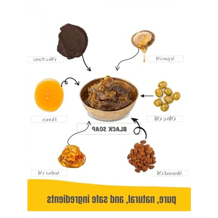 Black Moroccan Soap by LEVAND - Choose from 4 Scents | Natural Exfoliating Soap (Lavender)