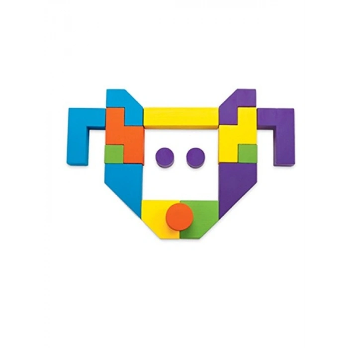 Blok Arkadaşlar Yapma Seti, 21 Parça Renkli Ahşap Blok