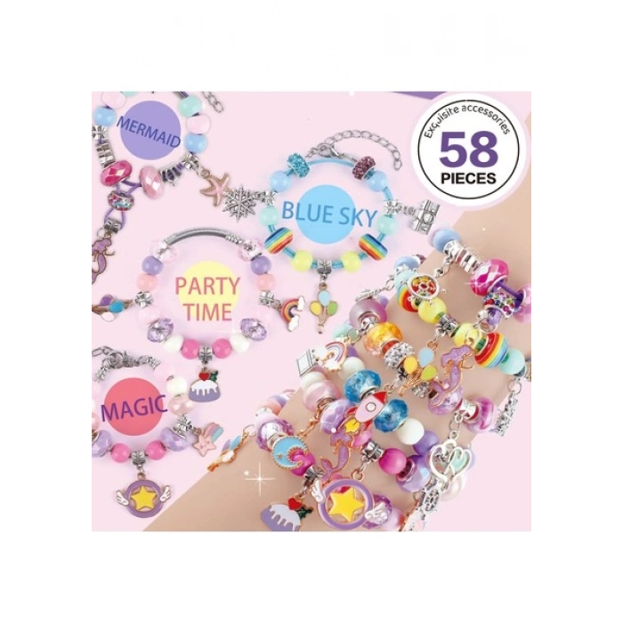 Bloomie 58 Parça Dıy Takı Bileklik Charm Seti Takı Tasarım Seti Oyuncak