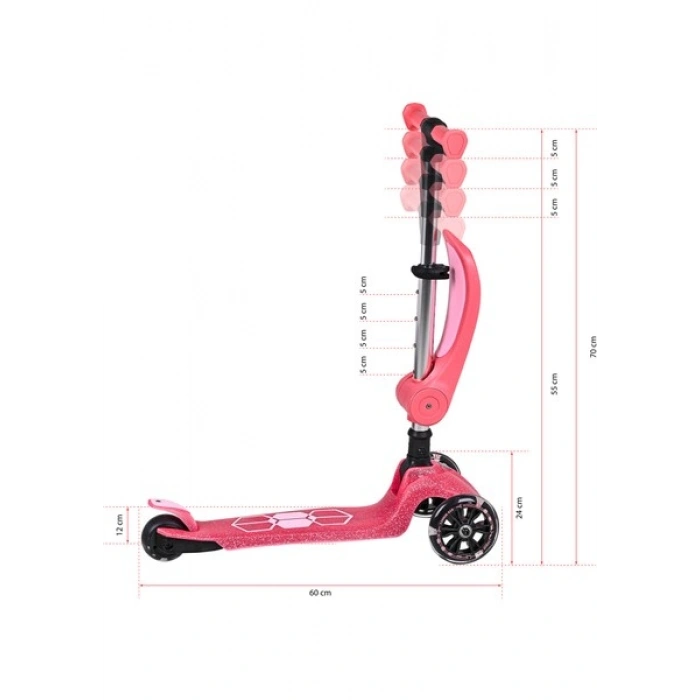 Bloomie Jelly 2in1 3tekerlekli Işıklı Katlanabilir Oturaklı Çocuk Scooter