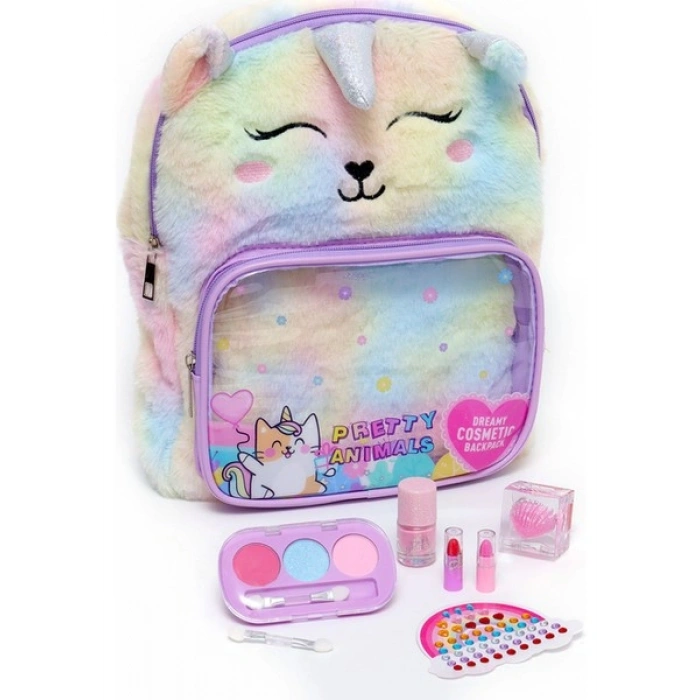 Bloomie Peluş Sırt Çantalı Sürülebilir Çocuk Makyaj Güzellik Seti
