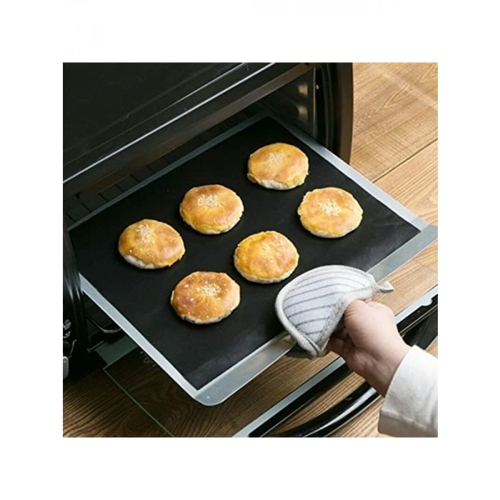 BlueFox Yanmaz Yapışmaz Mangal Pişirme Örtüsü GRILLMAT - 40 cm Genişlik, 0.30mm Kalınlık, Siyah Renk (50x40cm)