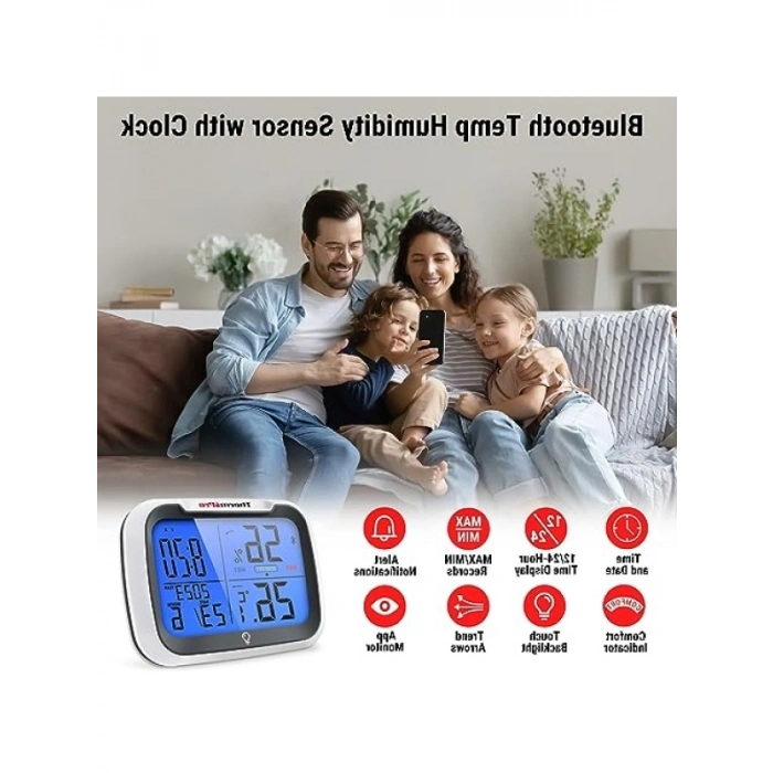 Bluetooth Akıllı Termometre ve Nem Ölçer | 80 Metre Menzil | Uygulama Kontrollü
