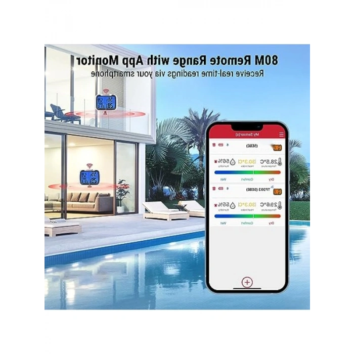 Bluetooth Akıllı Termometre ve Nem Ölçer | 80 Metre Menzil | Uygulama Kontrollü
