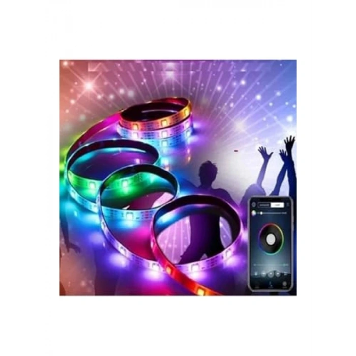 Bluetooth Kumandalı 3 Metre RGB Şerit LED Aydınlatma
