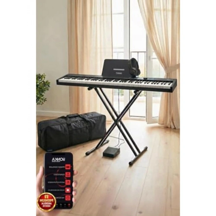 Bluetooth Özellikli Taşınabilir Dijital Piyano, 88 Tuş Hassasiyet