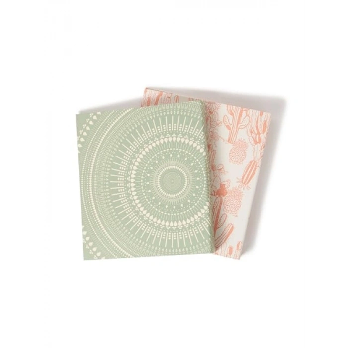 Boho Chic Tasarımlı Cilt Seti, Zeytin ve Somon Renkli