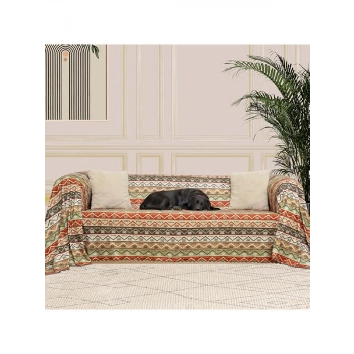 Boho Etnik Desenli Mikrofiber Koltuk Örtüsü, 180x300 cm
