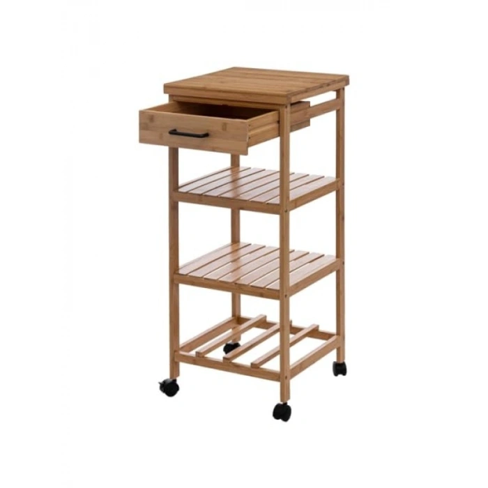 Boho Tarzı Bambu Çekmeceli Etajer - 5 Bölmeli Tasarım