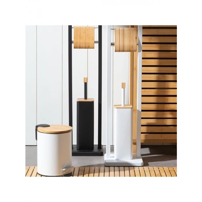 Boho Tarzı Tuvalet Fırçalık & Kağıtlık Siyah 20x20x80 cm