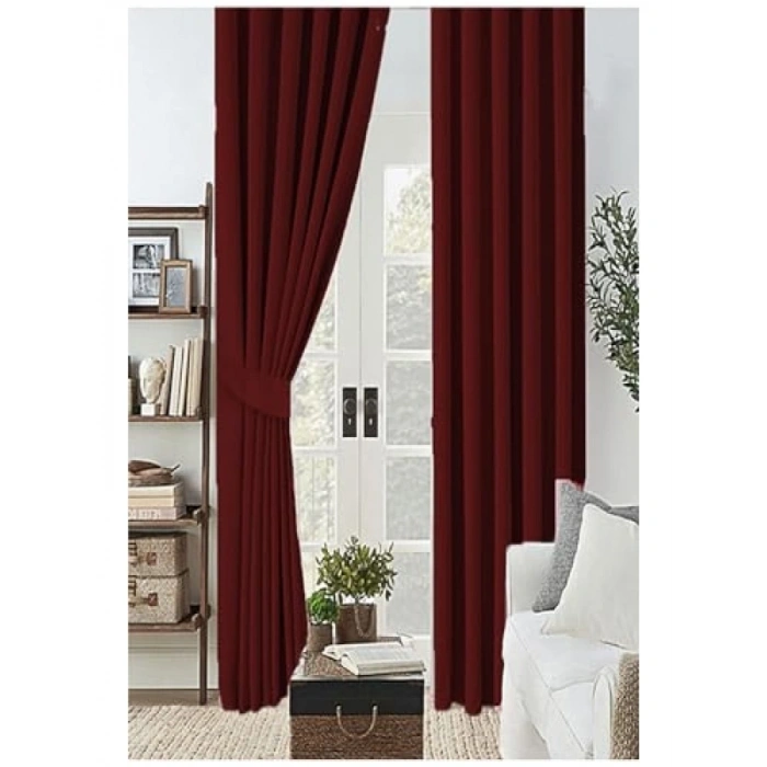 Bordo Kalın Blackout Perde, 190 x 200 cm, Karartma Fon Perde