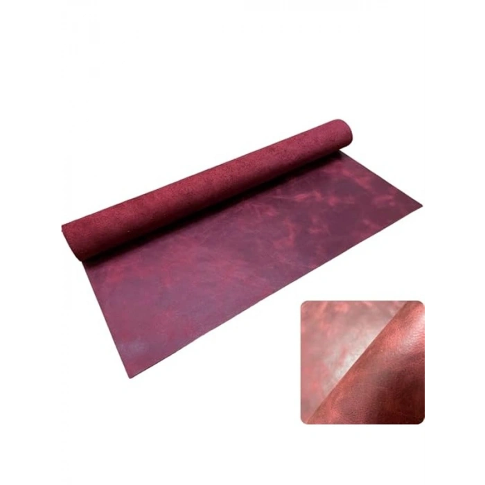 Bordo Renkli Deri Panel, 50x40 cm, DIY Projeler İçin Uygun