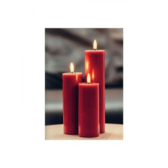 Bordo Renkli Led Dış Mekan Mum - 10x10 cm