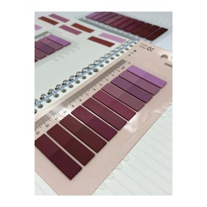 Bordo Tonlarında 10 Renkli Cetvelli İndeks Sticker Seti