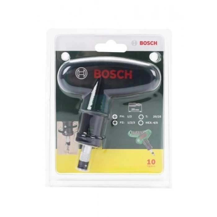 Bosch 10 Parçalı Cırcırlı El Tornavidası