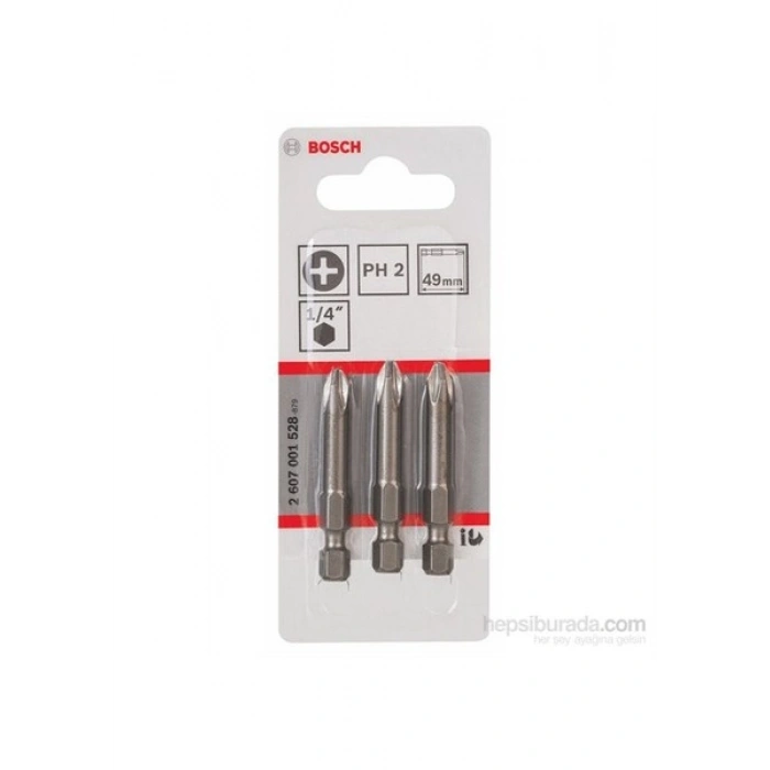 Bosch - 3Lü Paket - Ekstra Sert Seri Vidalama Ucu - Ph 2, 49 Mm